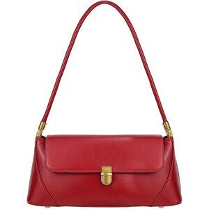 Vintage Small Red Shoulder Bag for Women Zipper Closure and Classic Design